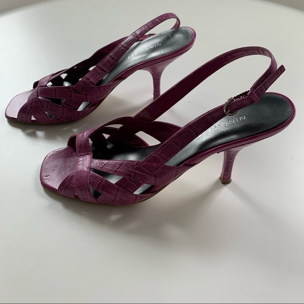 *SOLD* Nine West mauve croc print slingback sandals